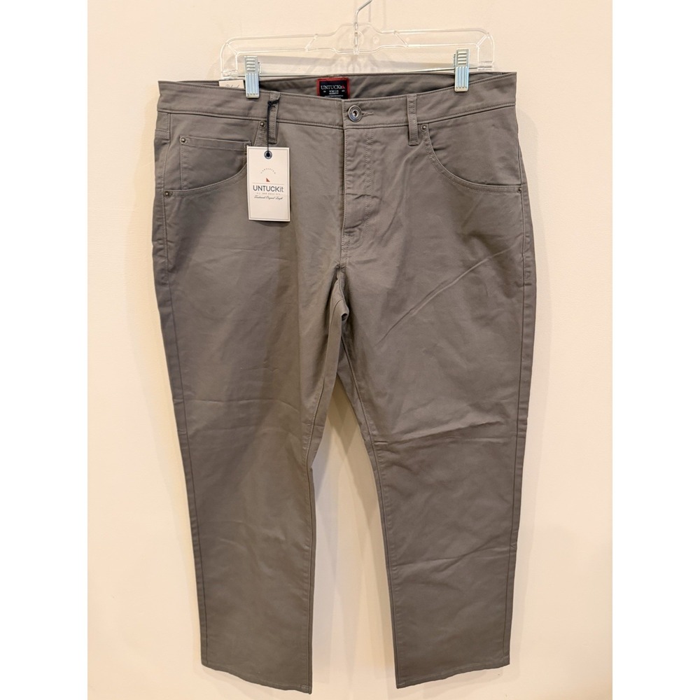 UNTUCKit Don Santiago Pants Mens 36x30 Gray Relaxed‎ Fit Stretch NWT